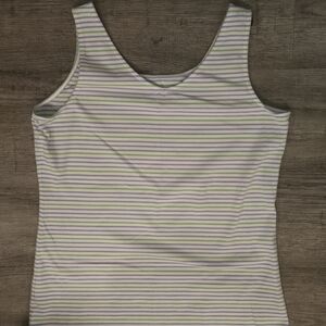 TALBOTS Green and White Striped Tank